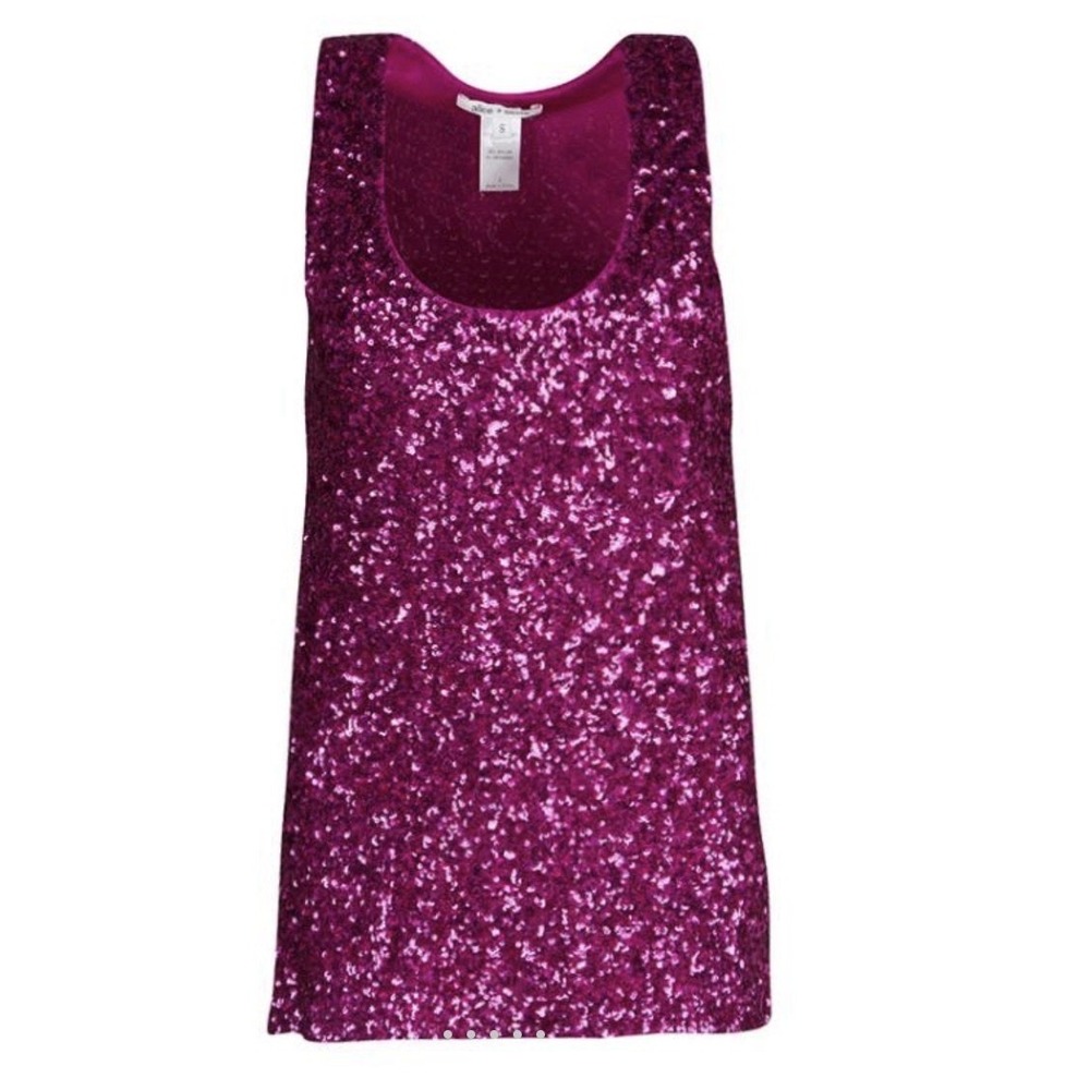 Alice + Olivia Pink Sequined Tank Top Size Medium All Over Sequin Glam